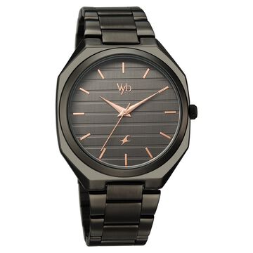 Vyb Horizon By Fastrack Quartz Analog Grey Dial Grey Stainless Steel Strap Watch For Guys