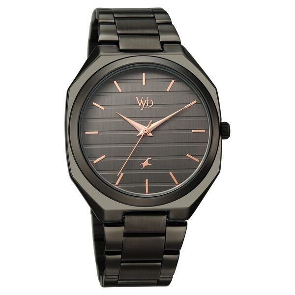 Vyb Horizon By Fastrack Quartz Analog Grey Dial Grey Stainless Steel Strap Watch For Guys - image number 2