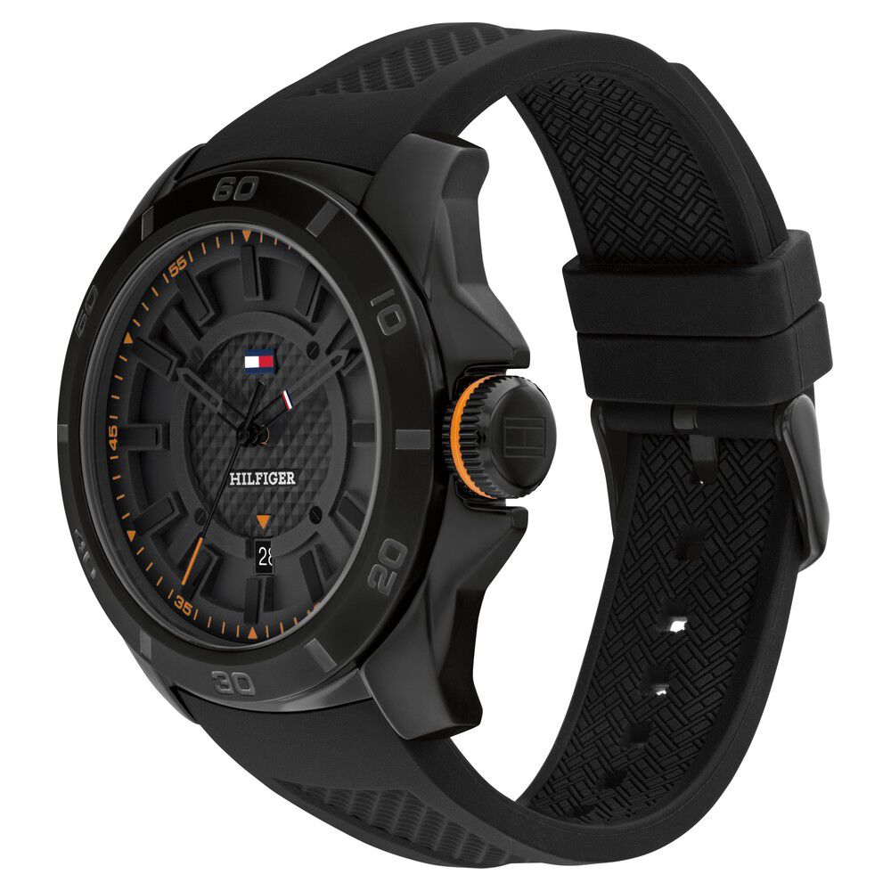 Buy Online Tommy Hilfiger Quartz Analog with Date Black Dial Black Silicone Strap Watch for Men th1792137 Titan