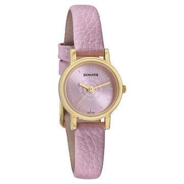 Sonata Floral Folkart Pink Dial Women Watch With Leather Strap