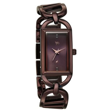 Vyb Striker By Fastrack Quartz Analog Brown Dial Brown Metal Strap Watch For Girls