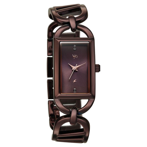 Vyb Striker By Fastrack Quartz Analog Brown Dial Brown Metal Strap Watch For Girls - image number 1