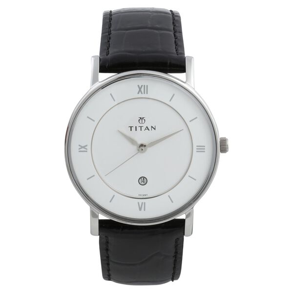 Titan Classic White Dial Analog with Date Leather Strap watch for Men - image number 0