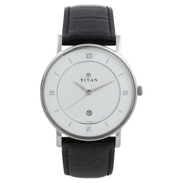 Titan Classic White Dial Analog with Date Leather Strap watch for Men