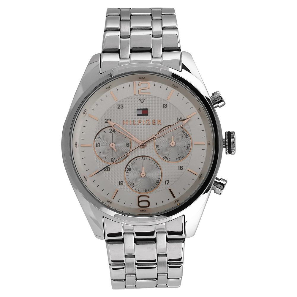 Buy Online Tommy Hilfiger Quartz Multifunction Silver Dial Metal