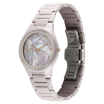 Edge Tessel Quartz Analog Beige Dial Beige Ceramic Strap Watch For Women