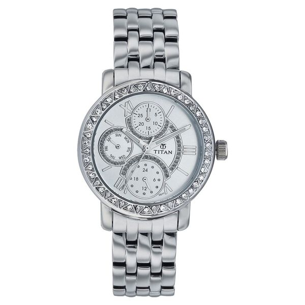Titan Quartz Analog Silver Dial Watch for Women - image number 0