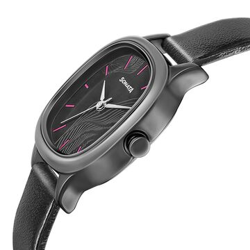 Sonata Linnea Black Dial Women Watch With Leather Strap