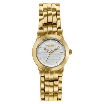 Poze Poze Quartz Analog Off White Dial Golden Metal Strap Watch For Women