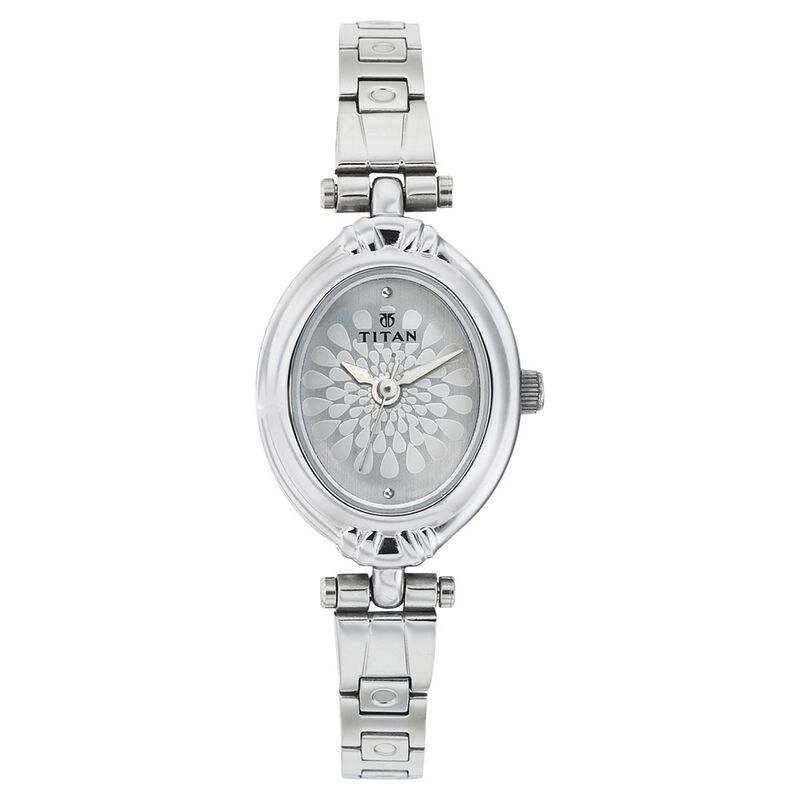 Titan Quartz Analog Silver Dial Stainless Steel Strap Watch for Women