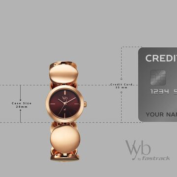 Vyb Showstopper By Fastrack Quartz Analog Maroon Dial Rose Gold Metal Strap Watch For Girls