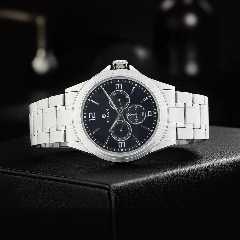 Titan Blue Dial Quartz Multifunction Stainless Steel Strap watch for Men-image-33