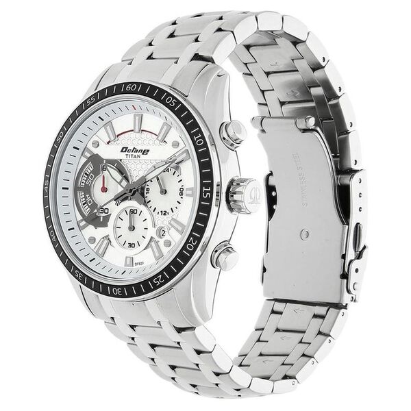 Titan Octane Quartz Chronograph White Dial Silver Stainless Steel Strap Watch For Men - image number 1