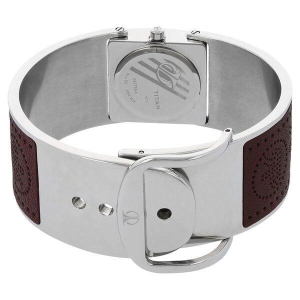 Titan Quartz Analog Silver Dial Leather Strap Watch for Women - image number 3