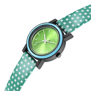 Sonata Dot to Dot Green Dial Plastic Strap Watch for Women