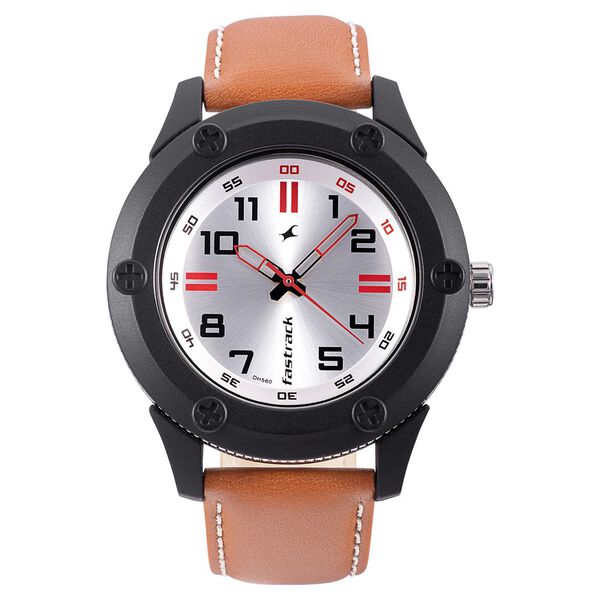 Fastrack Modular Quartz Analog Silver Dial Leather Strap Watch for Guys - image number 1