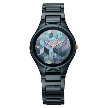 Edge Tessel Quartz Analog Blue Dial Blue Ceramic Strap Watch For Women