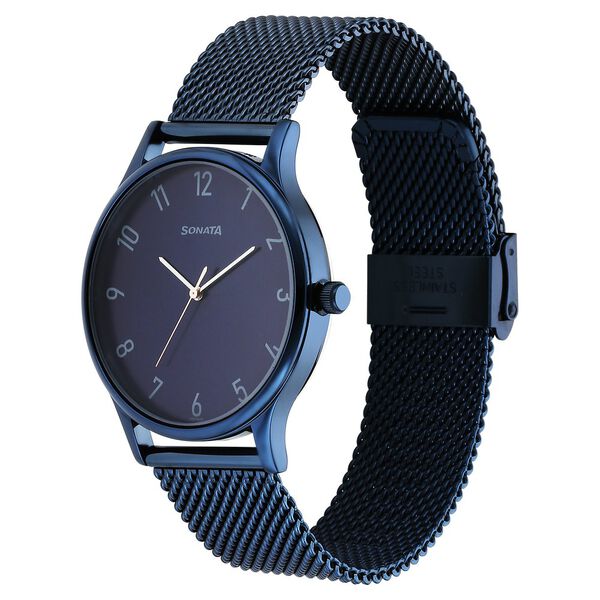 Sonata Blues Quartz Analog Blue Dial Metal Strap Watch for Men - image number 2