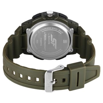 SF Maverick Quartz Digital Ana Digi Black Dial PU Strap Watch For Men