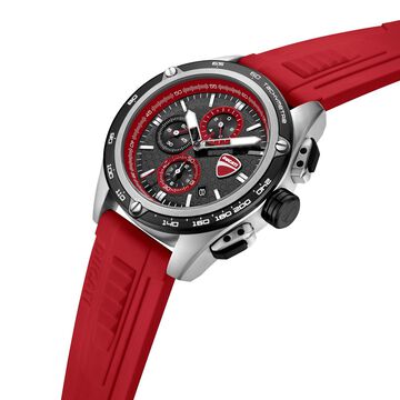 Ducati Quartz Chronograph Black Dial Red Silicone Strap Watch For Men