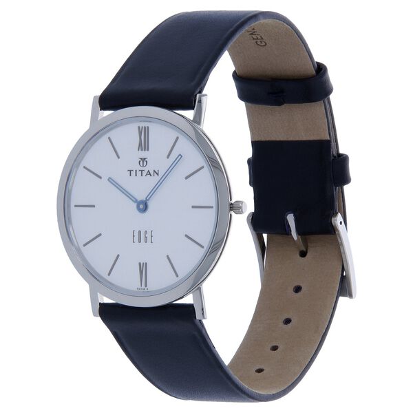 Titan Edge Quartz Analog White Dial Black Leather Strap Watch For Men - image number 1