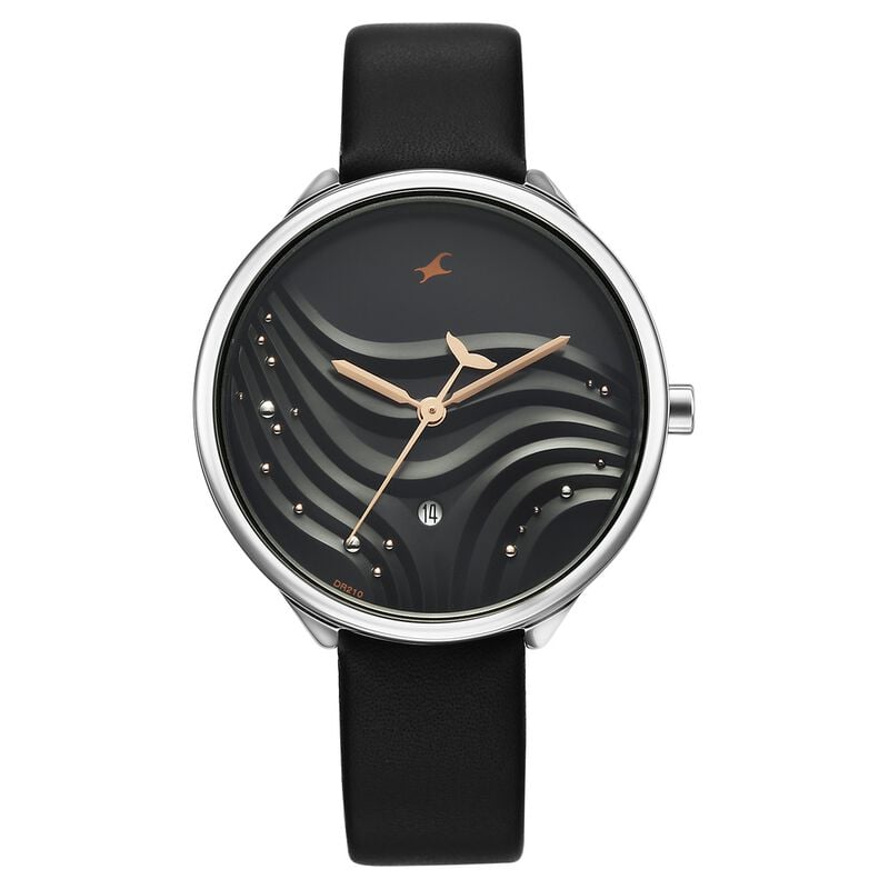 Fastrack Oceanyx Quartz Analog with Date Black Dial Black Strap Watch For Girls