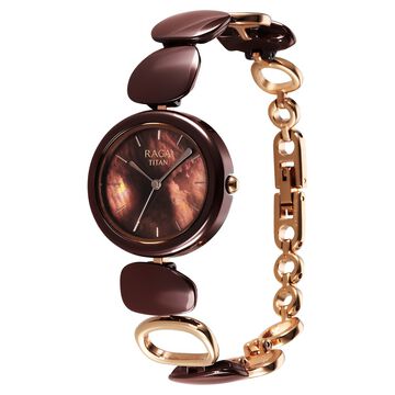 Titan Raga Ceramics Quartz Analog Brown Mother of pearl Dial Metal & Ceramic Strap Strap Watch For Women