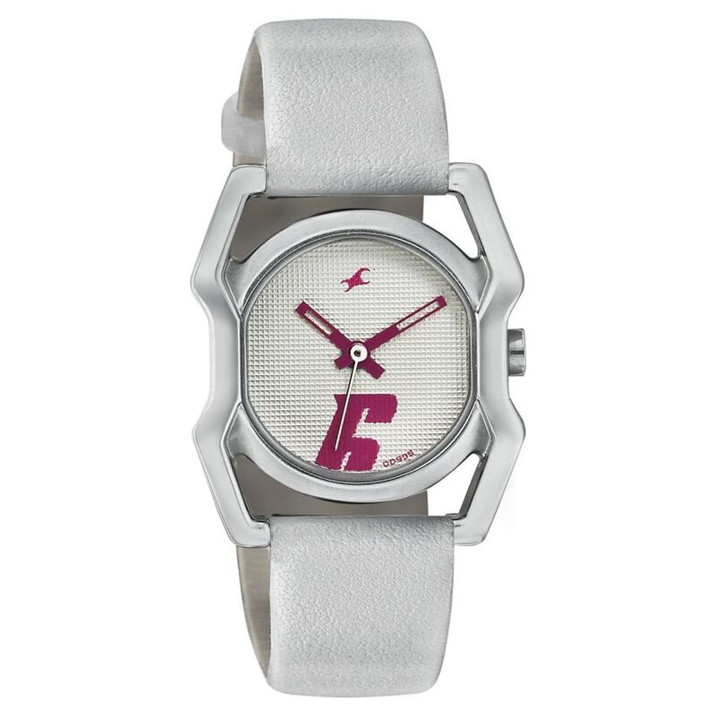 Fastrack Quartz Analog Silver Dial Leather Strap Watch for Girls