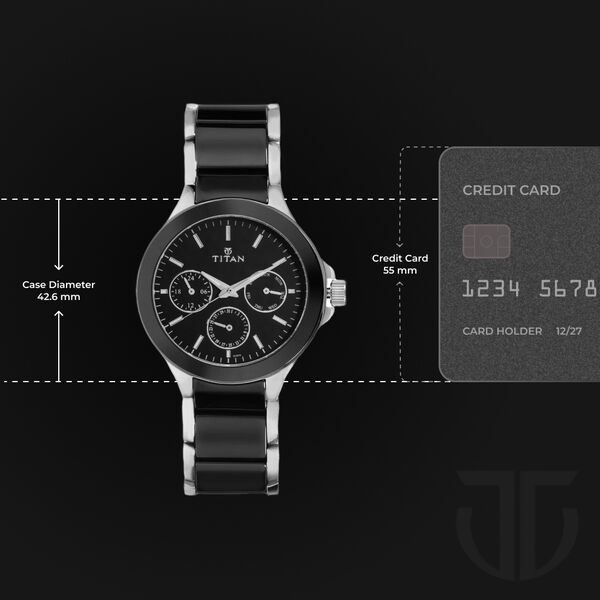 Titan Ceramics Black Dial Quartz Multifunction Stainless Steel and Ceramic Strap watch for Men - image number 2