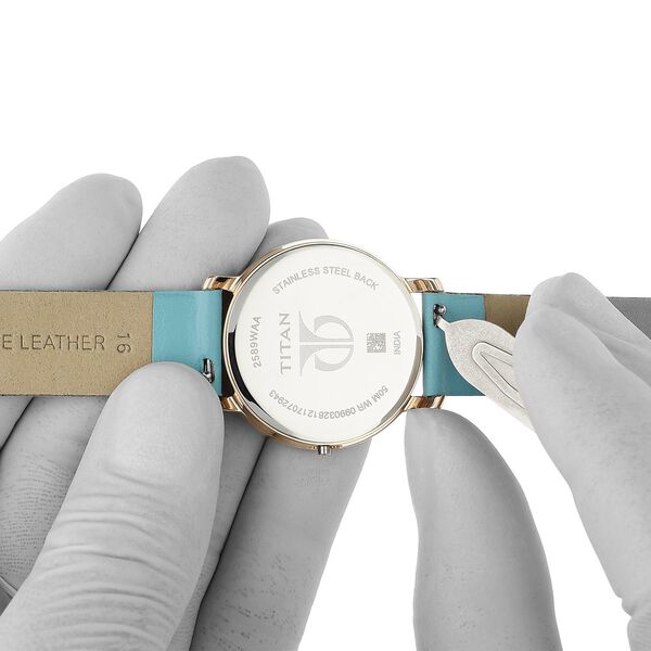16 mm Blue Genuine Leather Strap for Women - image number 6
