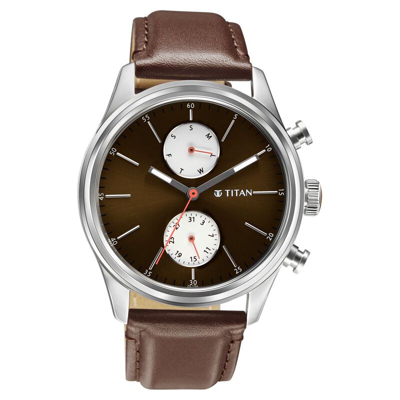 Buy Online Titan Quartz Analog Leather Strap Watch for Men - 1805sl08 ...