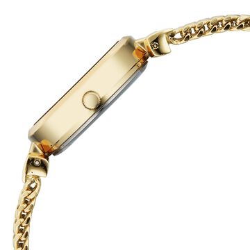 Vyb Seeker By Fastrack Quartz Analog Green Dial Golden Stainless Steel Strap Watch For Girls