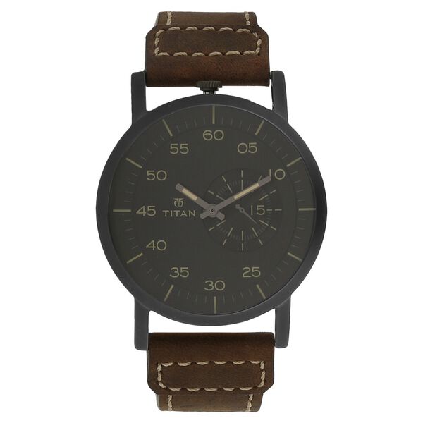 Titan Quartz Analog Black Dial Leather Strap Watch for Men - image number 0