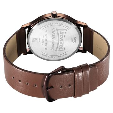 Sonata Aspire Quartz Analog Brown Dial Leather Strap Watch for Men