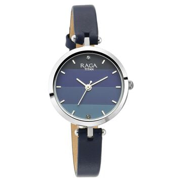 Titan Raga Viva Blue Dial Analog Leather Strap watch for Women