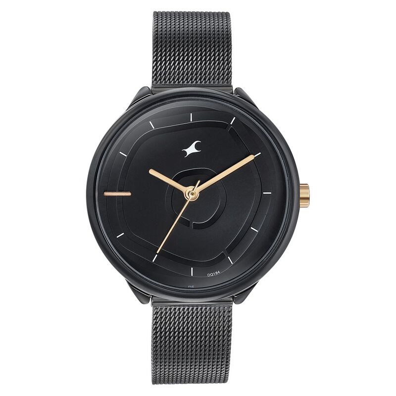 Fastrack Stunners Quartz Multifunction Black Dial Stainless Steel Strap Watch for Girls