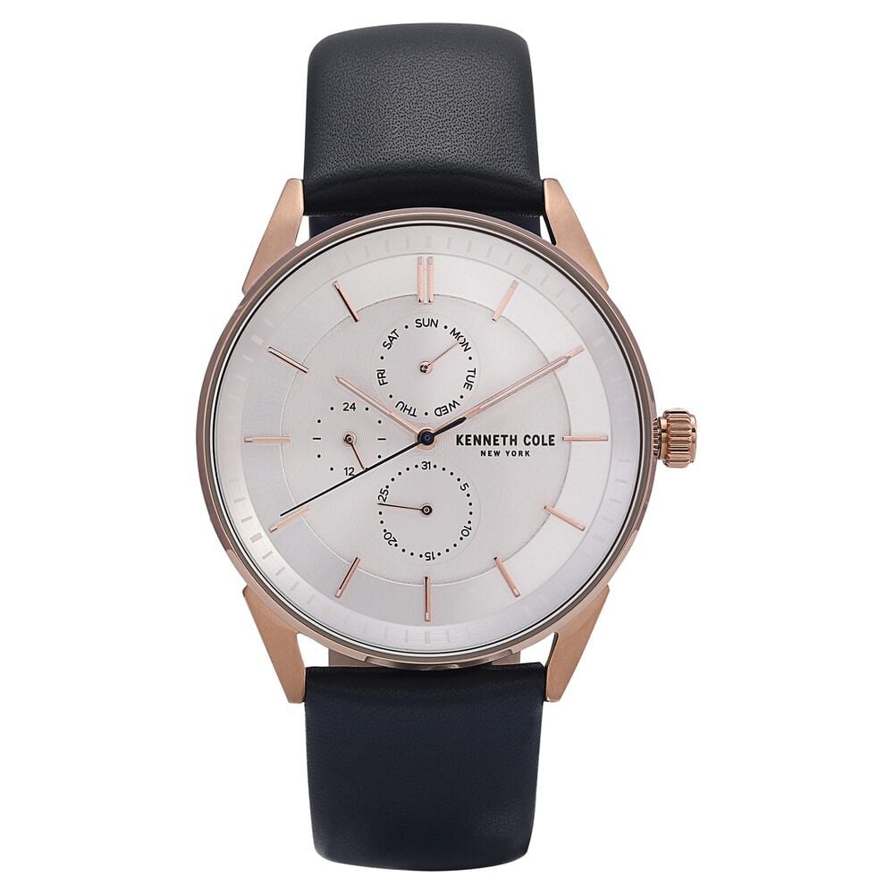 Buy Online Kenneth Cole Quartz Multifunction Silver Dial Leather