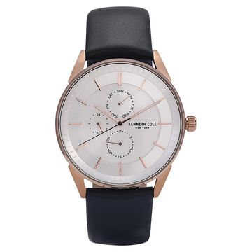 Kenneth Cole Quartz Multifunction Silver Dial Leather Strap Watch for Men