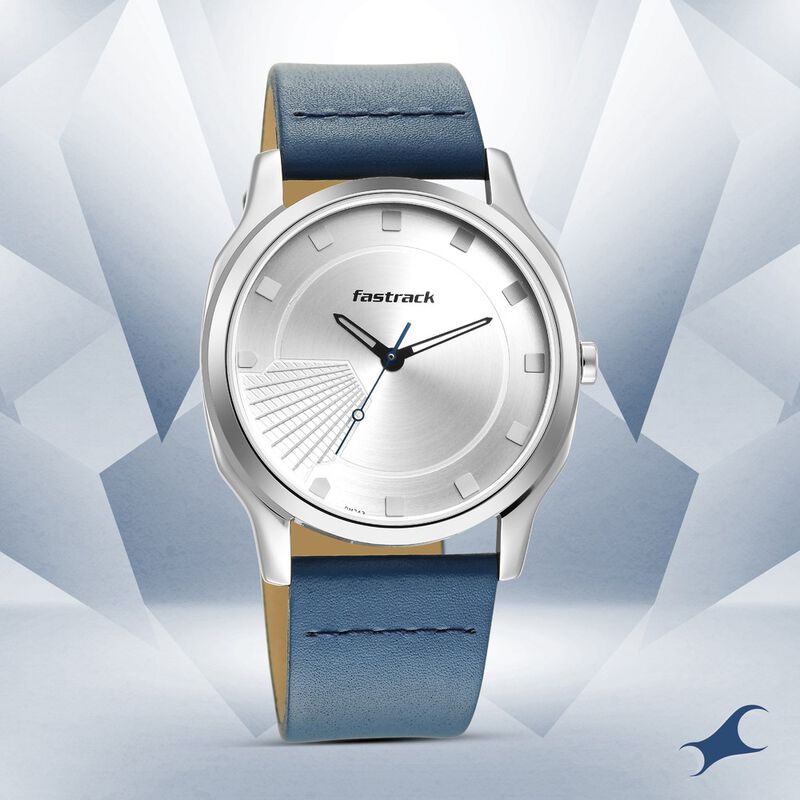 Fastrack Stunners Quartz Analog Silver Dial Leather Strap Watch for Guys