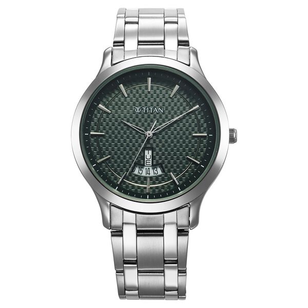 Titan Karishma Quartz Analog Green Dial Silver Stainless Steel Strap Watch For Men - image number 0