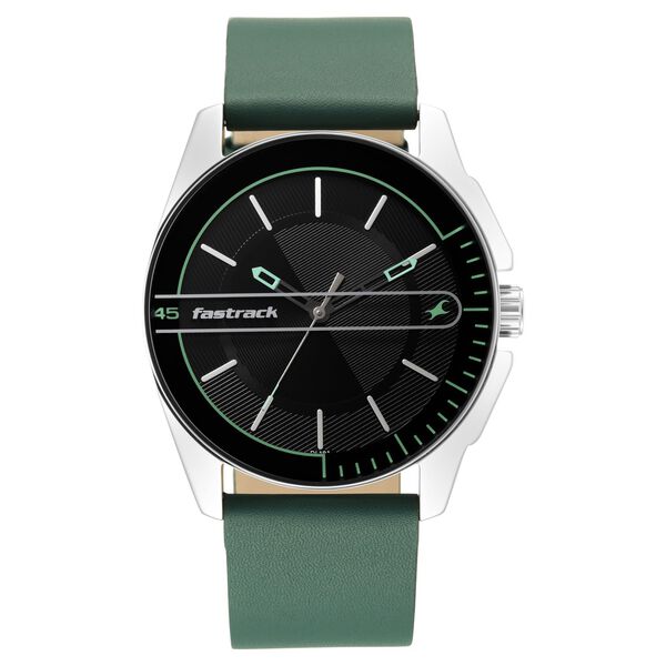 Fastrack Wear Your Look Quartz Analog Black Dial Leather Strap Watch for Guys - image number 1