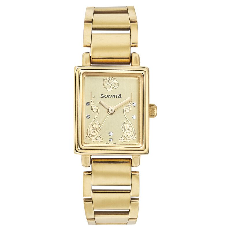 Sonata Quartz Analog Champagne Dial Strap Watch for Women