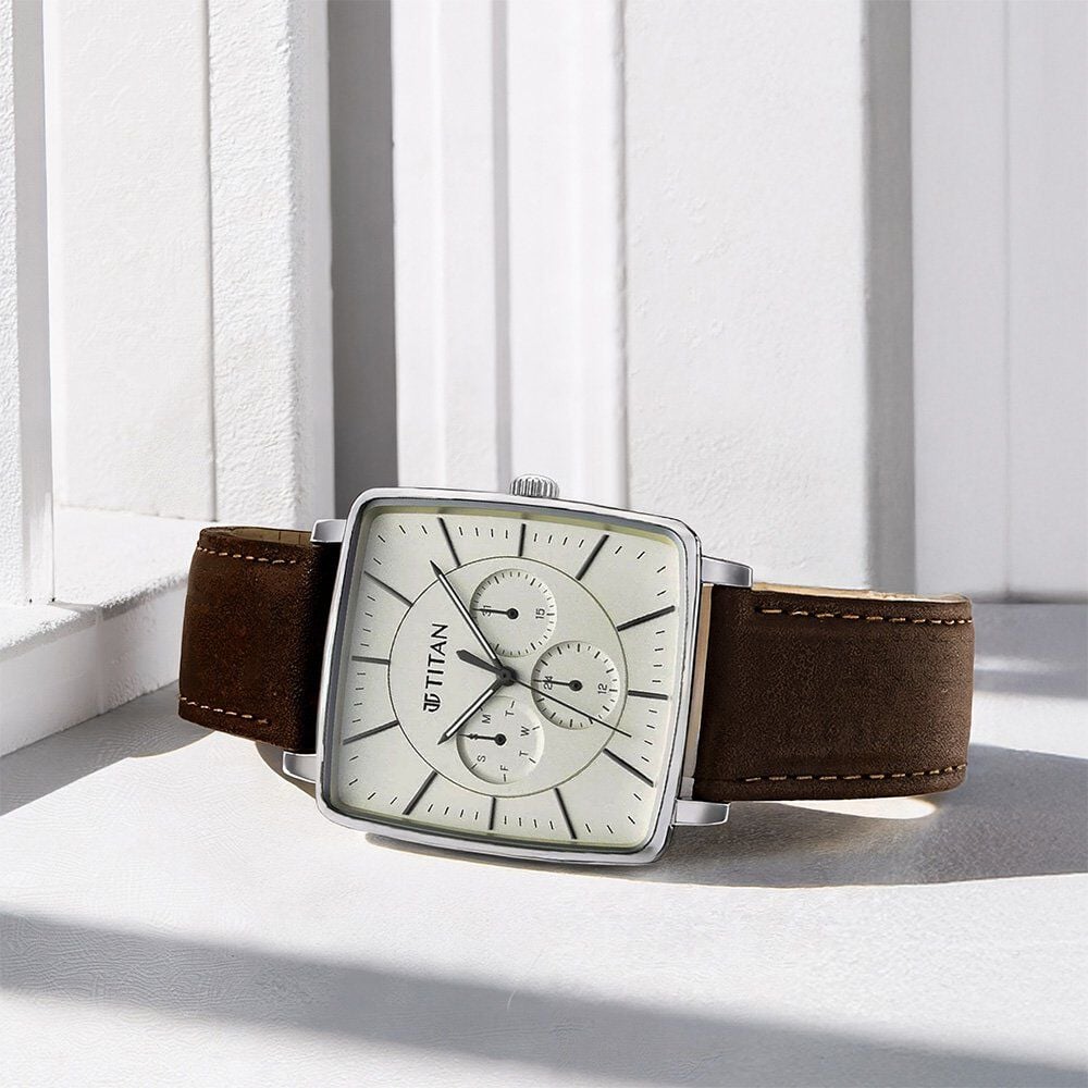 Titan Avant Garde Quartz Multifunction Silver Dial Leather Strap watch for Men-image-25