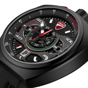 Ducati Quartz Chronograph Black Dial Black Silicone Strap Watch For Men