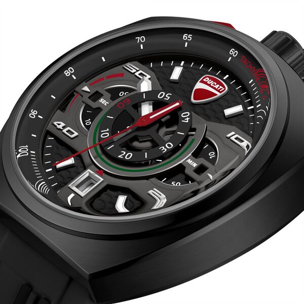 Ducati Quartz Chronograph Black Dial Black Silicone Strap Watch For Men - image number 3
