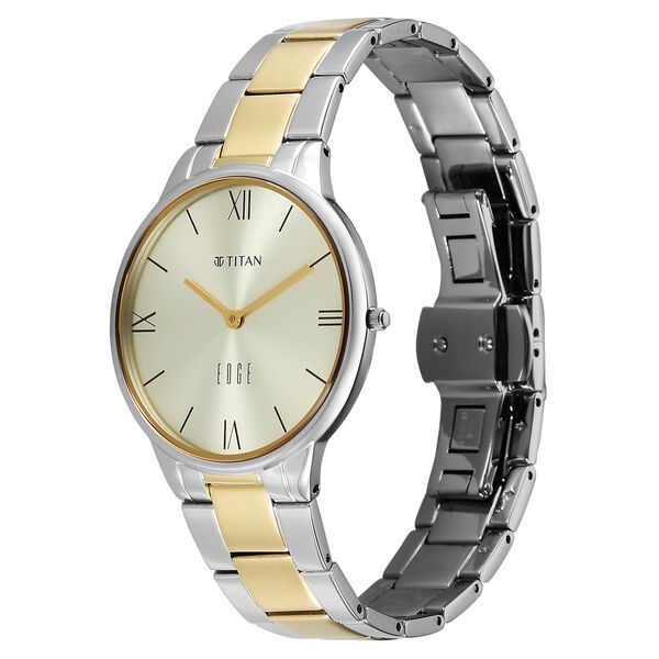 Titan Edge Gleam Quartz Analog Champagne Dial Two Toned Stainless Steel Strap Watch For Women - image number 2