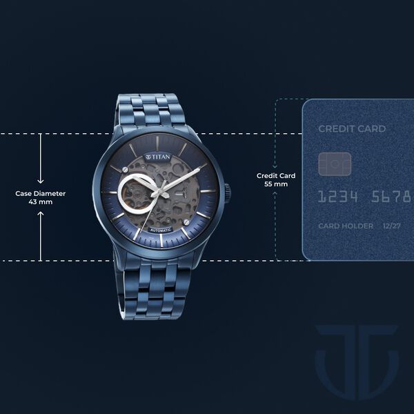 Titan Metal Mechanicals Blue Dial Blue Stainless Steel Strap Watch for Men - image number 2