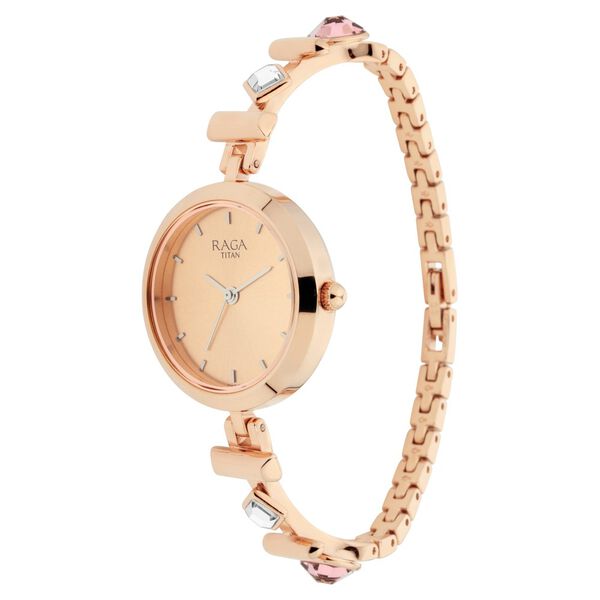 Titan Raga Facets Rose Gold Dial Women Watch With Stainless Steel Strap - image number 2
