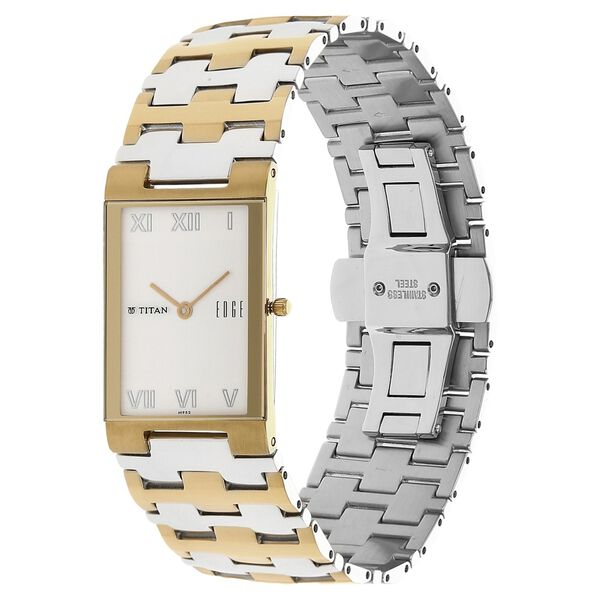 Titan Edge Quartz Analog White Dial Two toned Stainless Steel Strap Watch For Men - image number 1