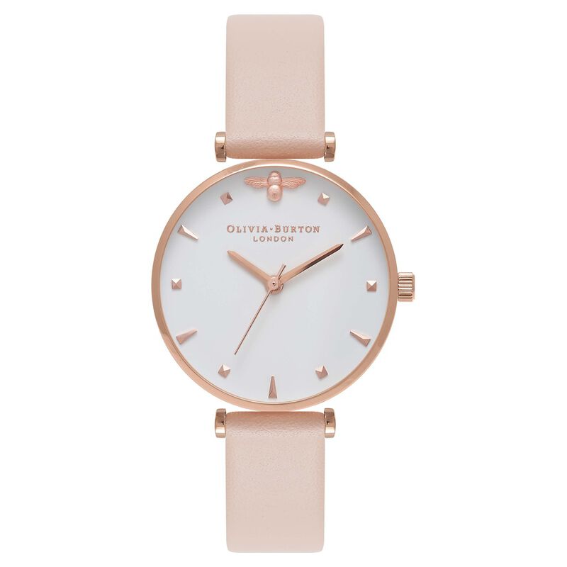 Olivia Burton Quartz Analog Multicoloured Dial Leather Strap Watch for Women